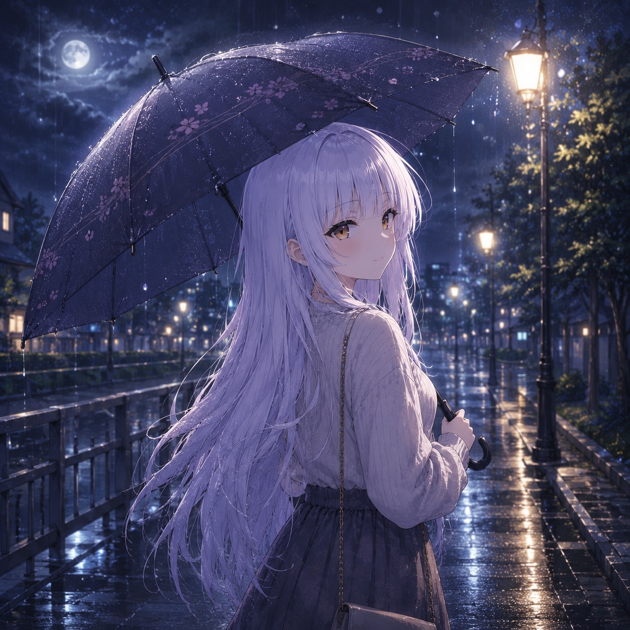 雨夜の振り返り美人 | の人気AIイラスト・グラビア