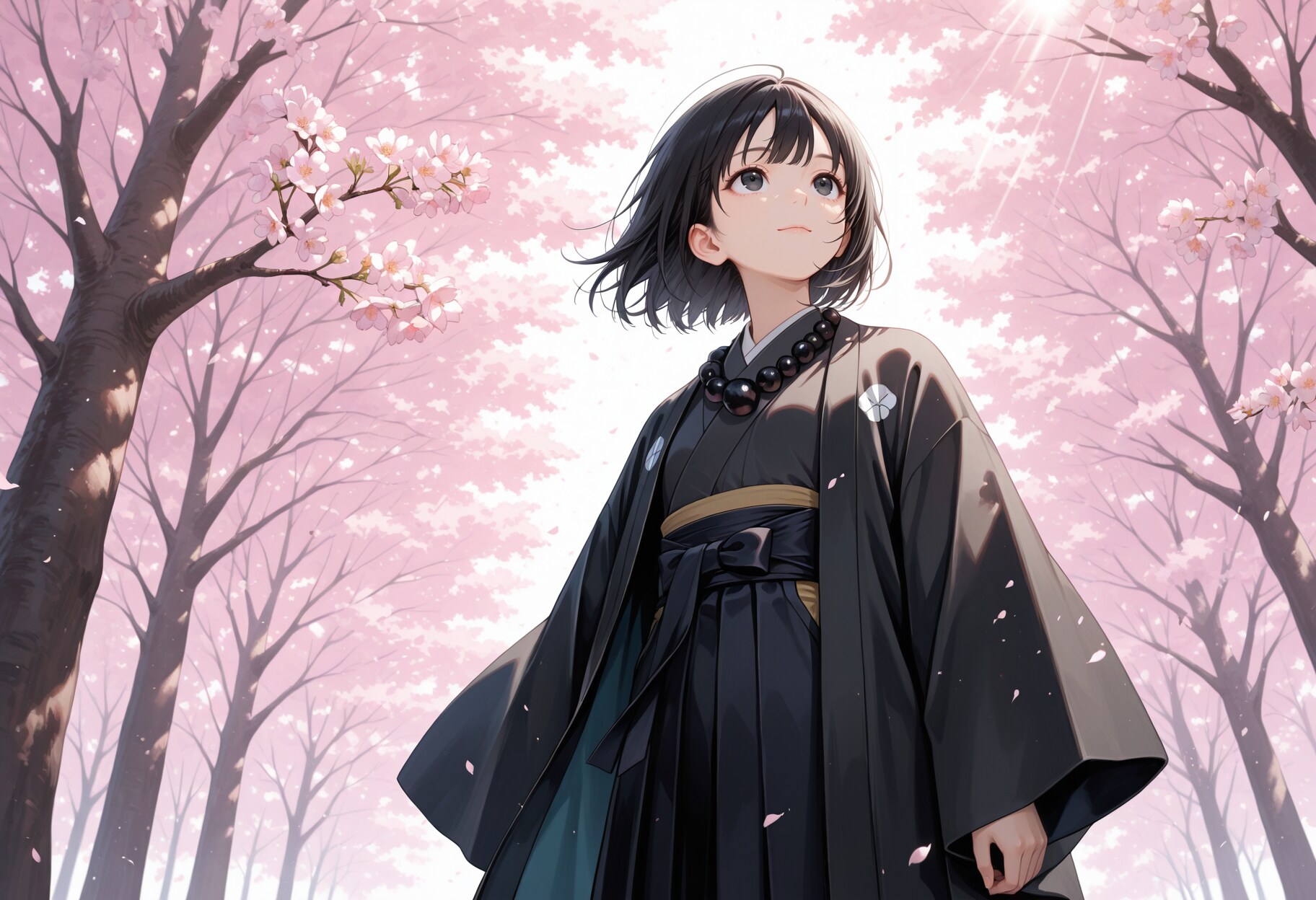 桜と僧侶さん