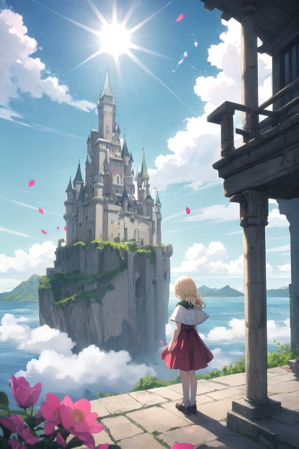 お城を見る少女