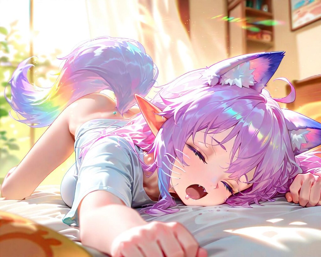 8枚）寝相が悪いネコ娘②