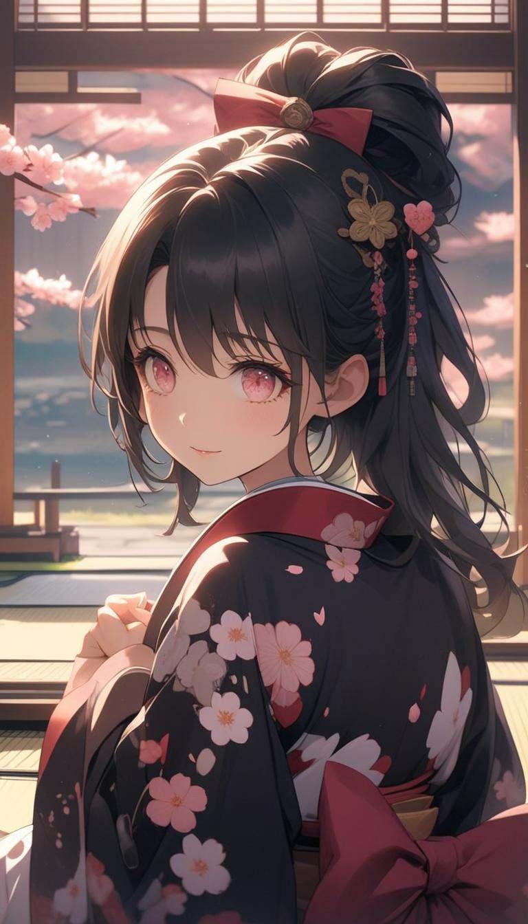艶やかな着物の少女