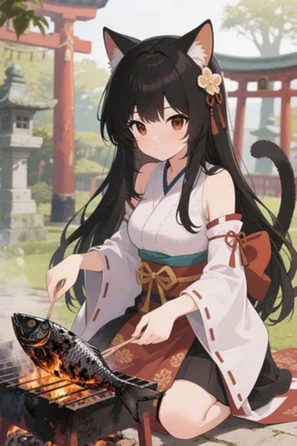 おさかにゃを焼くさくらちゃん