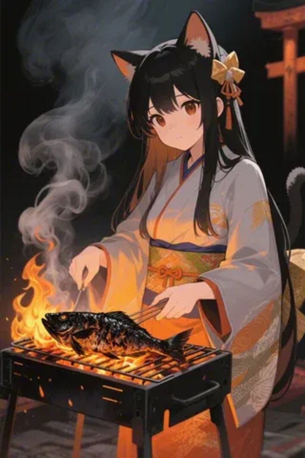 おさかにゃを焼くさくらちゃん