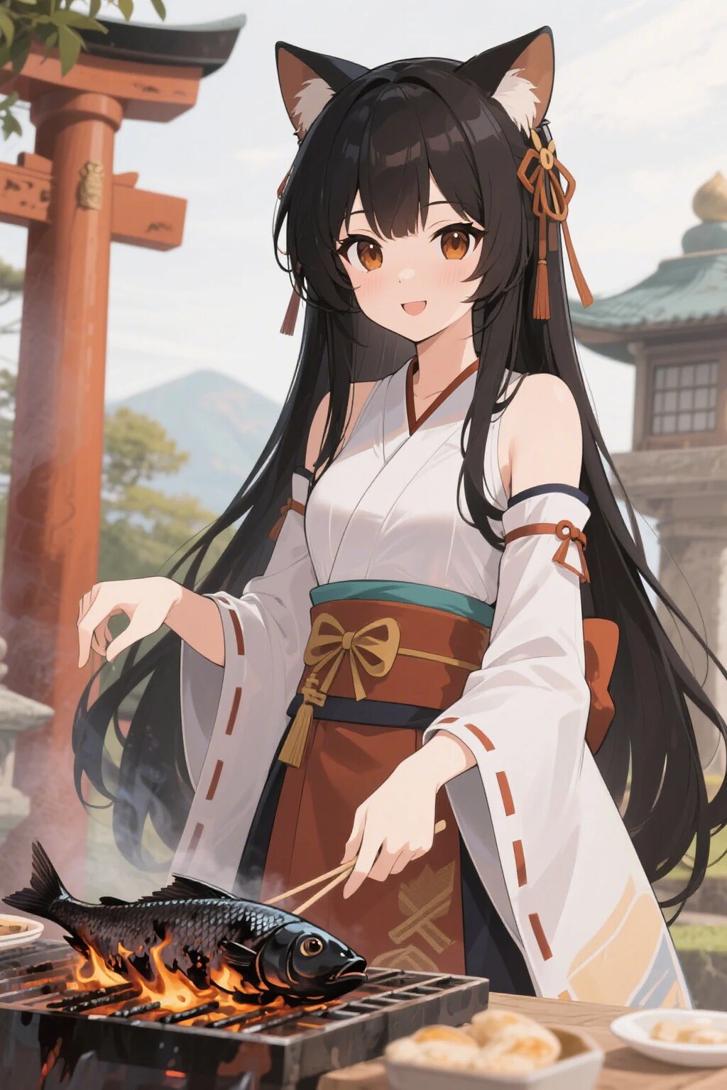 おさかにゃを焼くさくらちゃん