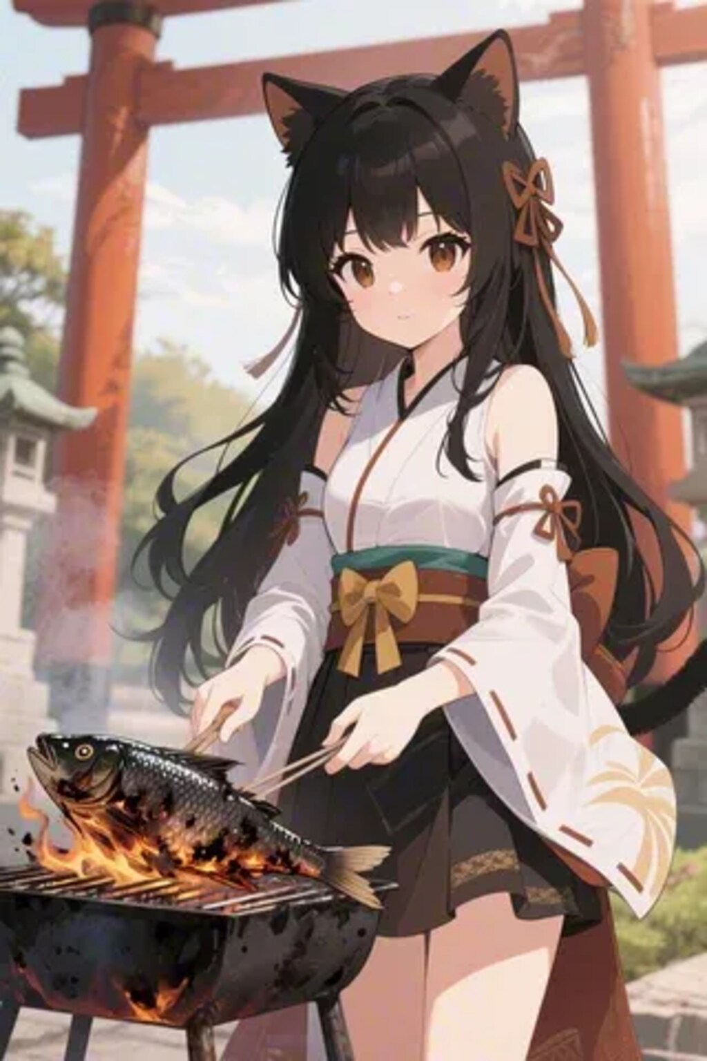 おさかにゃを焼くさくらちゃん