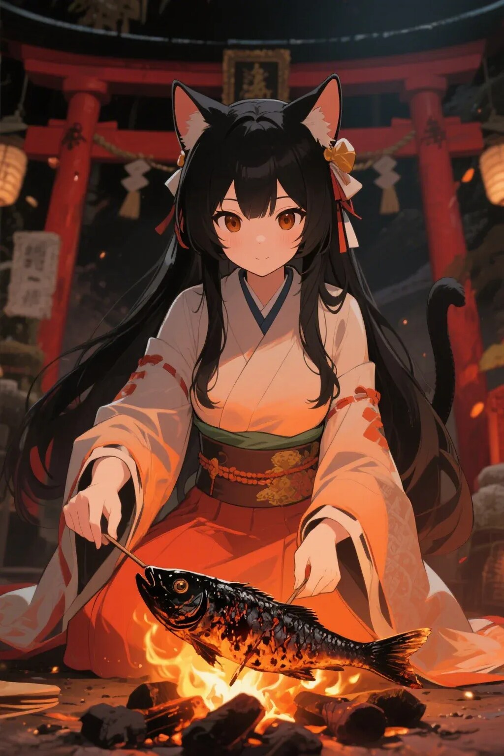 おさかにゃを焼くさくらちゃん