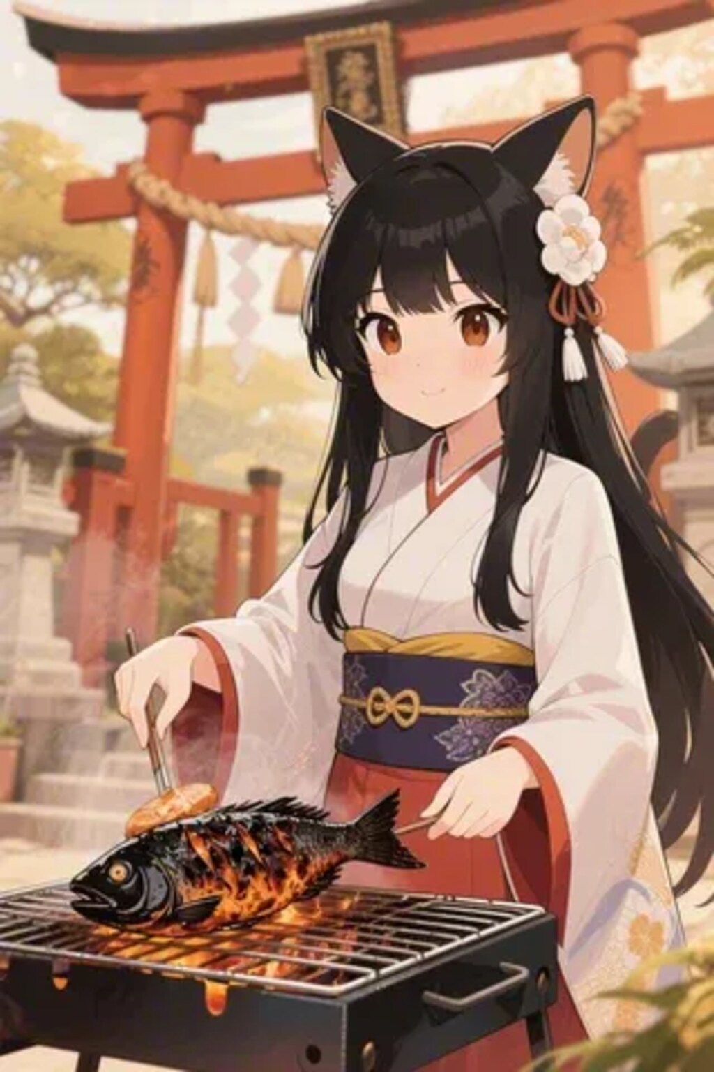 おさかにゃを焼くさくらちゃん