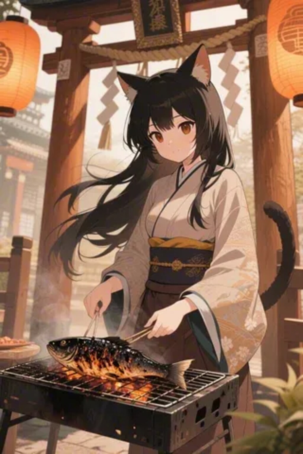 おさかにゃを焼くさくらちゃん