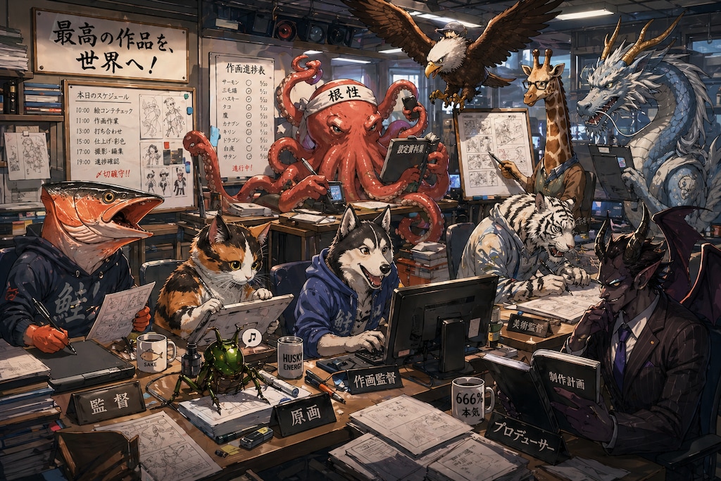 アニメ制作する生物たち