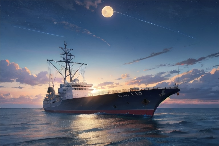軍艦と夜空 | の人気AIイラスト・グラビア