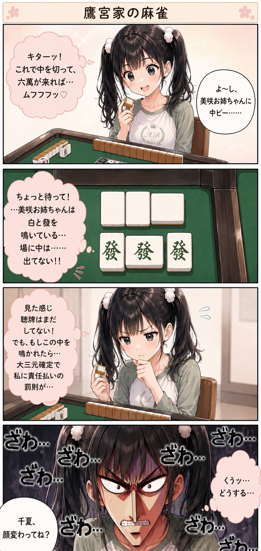 【4コマ漫画】雀士🀄︎千夏ちゃん