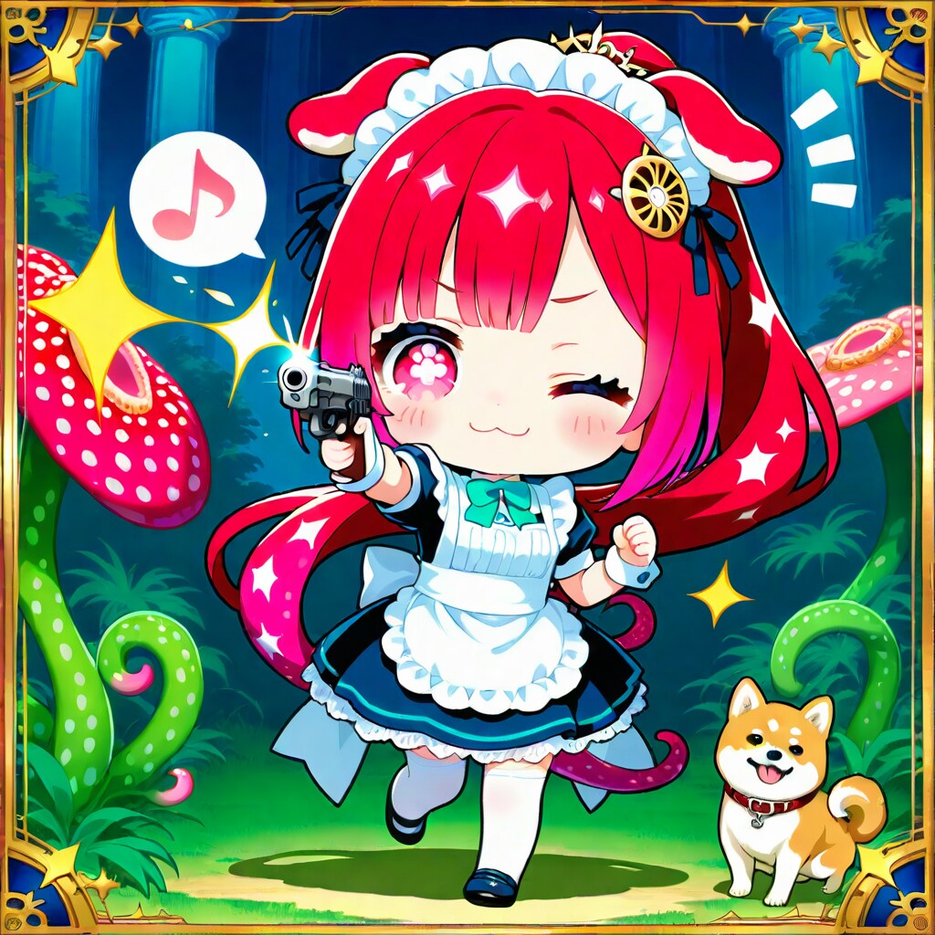 赤髪ちゃんと柴犬とピストル