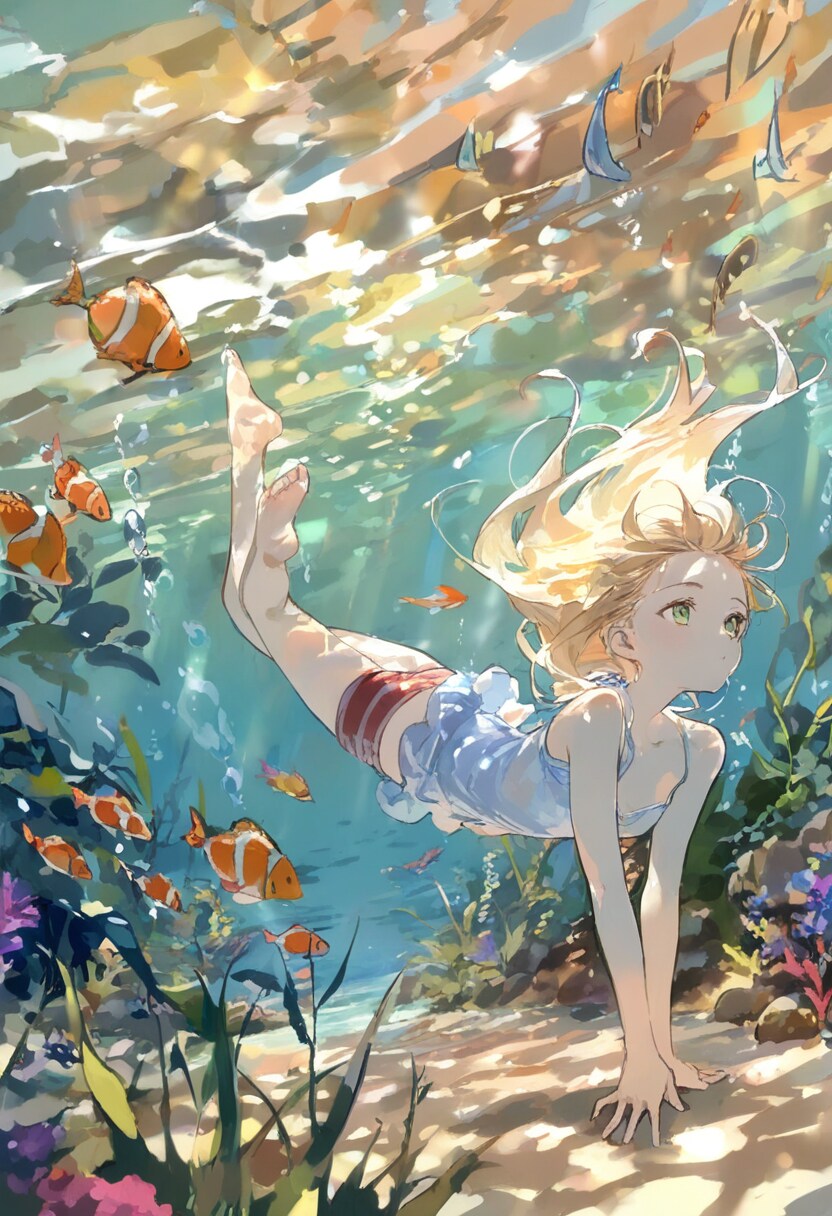 under the sea(水彩タッチ)(4) | の人気AIイラスト・グラビア