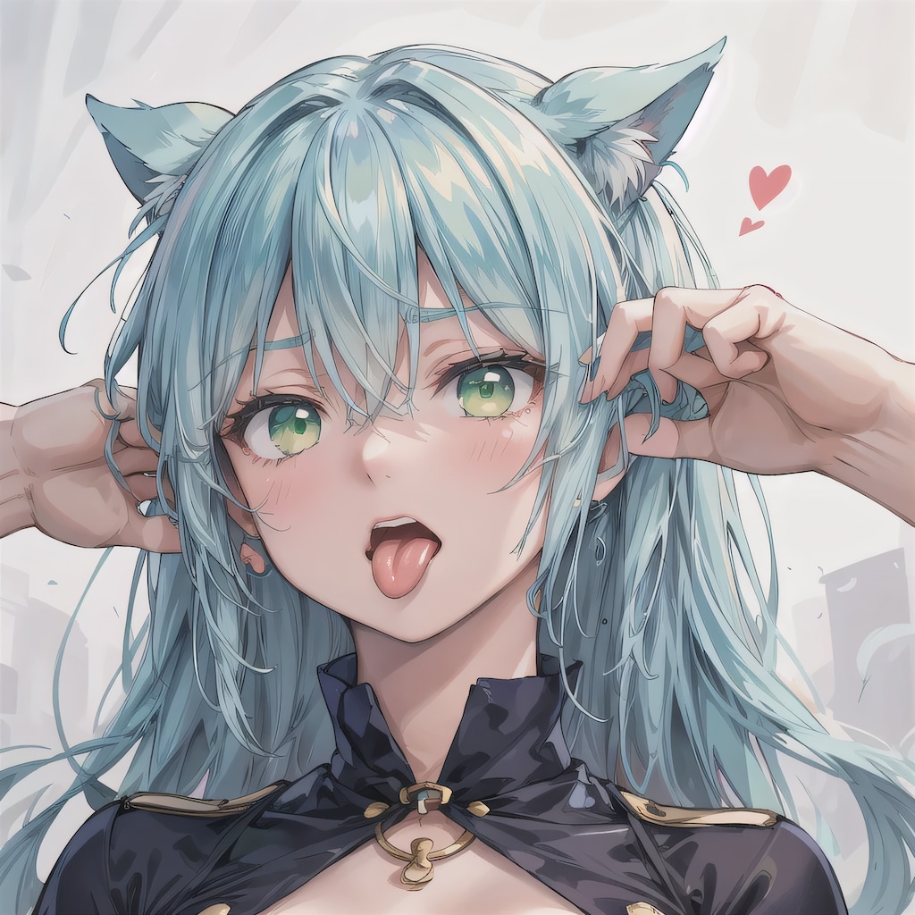 銀髪ロングの舌出し少女１３