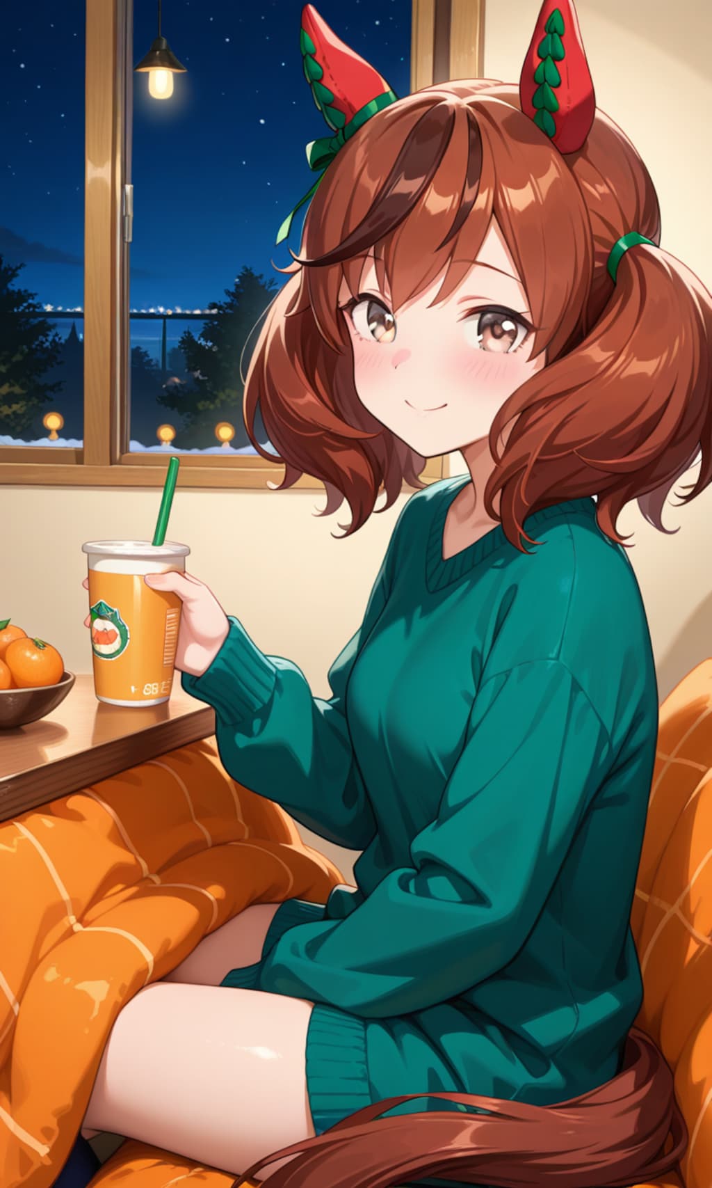 こたつで冷たいものを食べるのが好きなネイチャさん