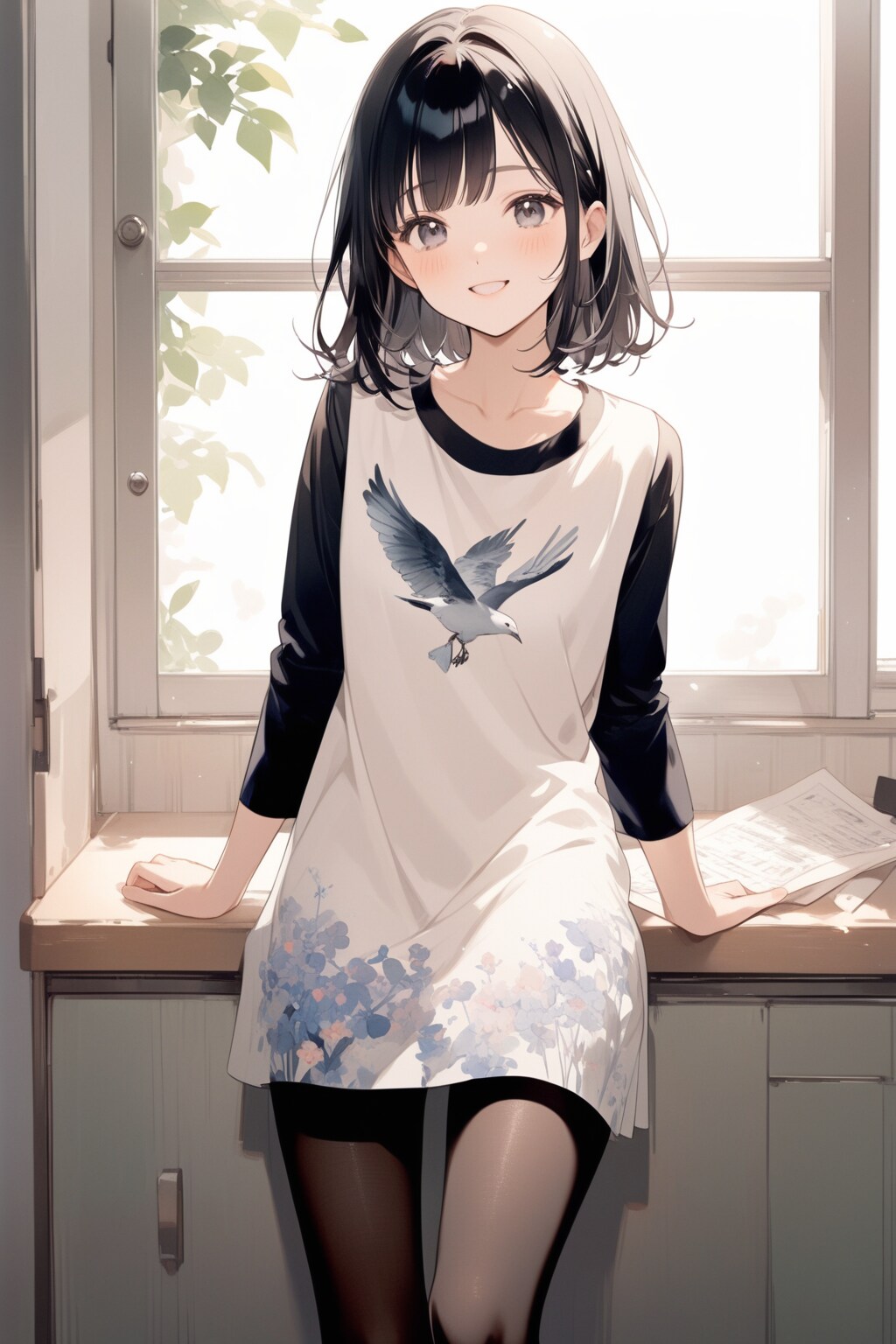 黒タイツを含むファッション（5）