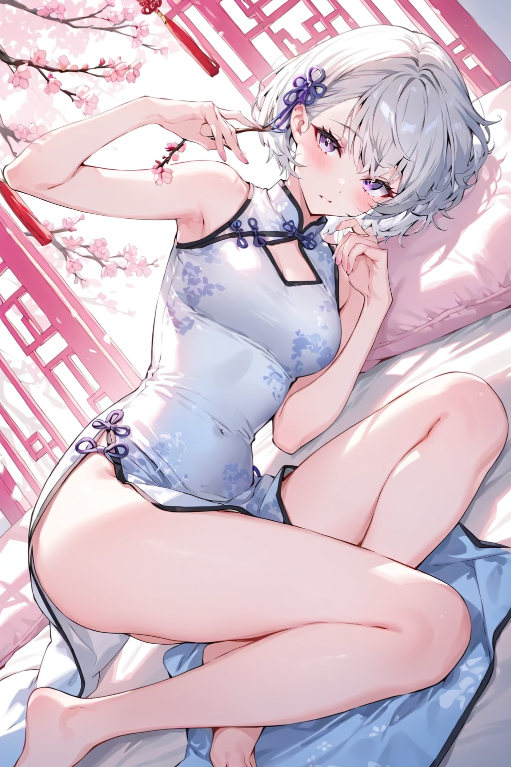 (1261)銀髪ちゃんチャイナドレス