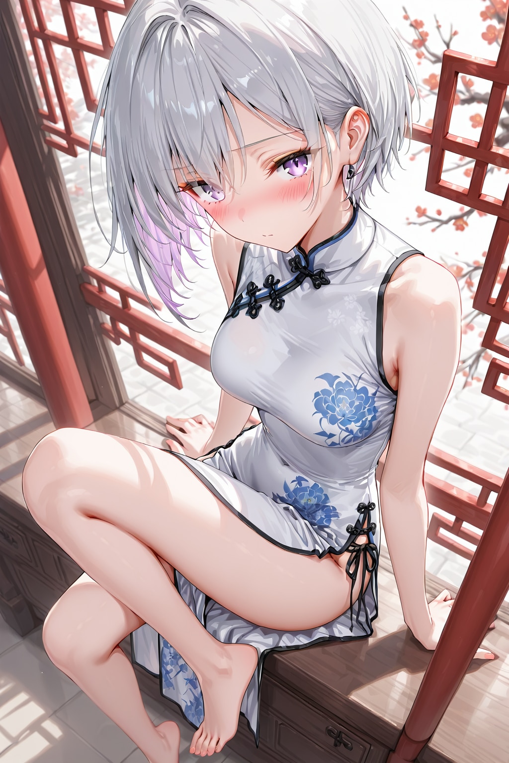 (1261)銀髪ちゃんチャイナドレス