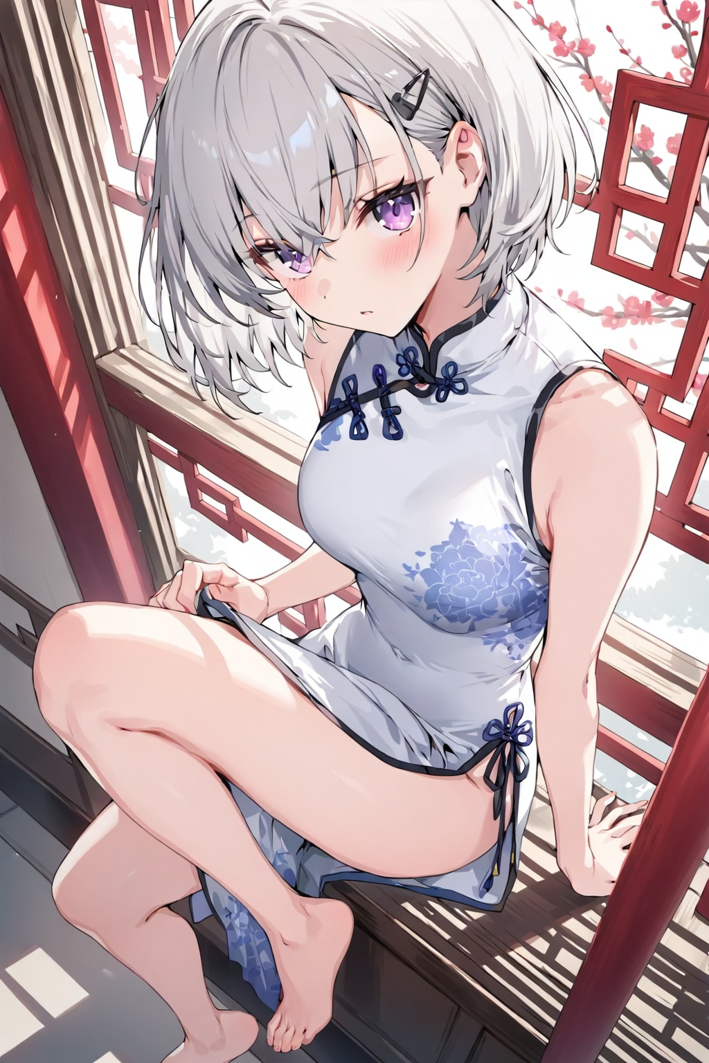 (1261)銀髪ちゃんチャイナドレス