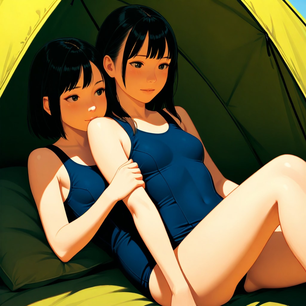 真夏、スクール水着