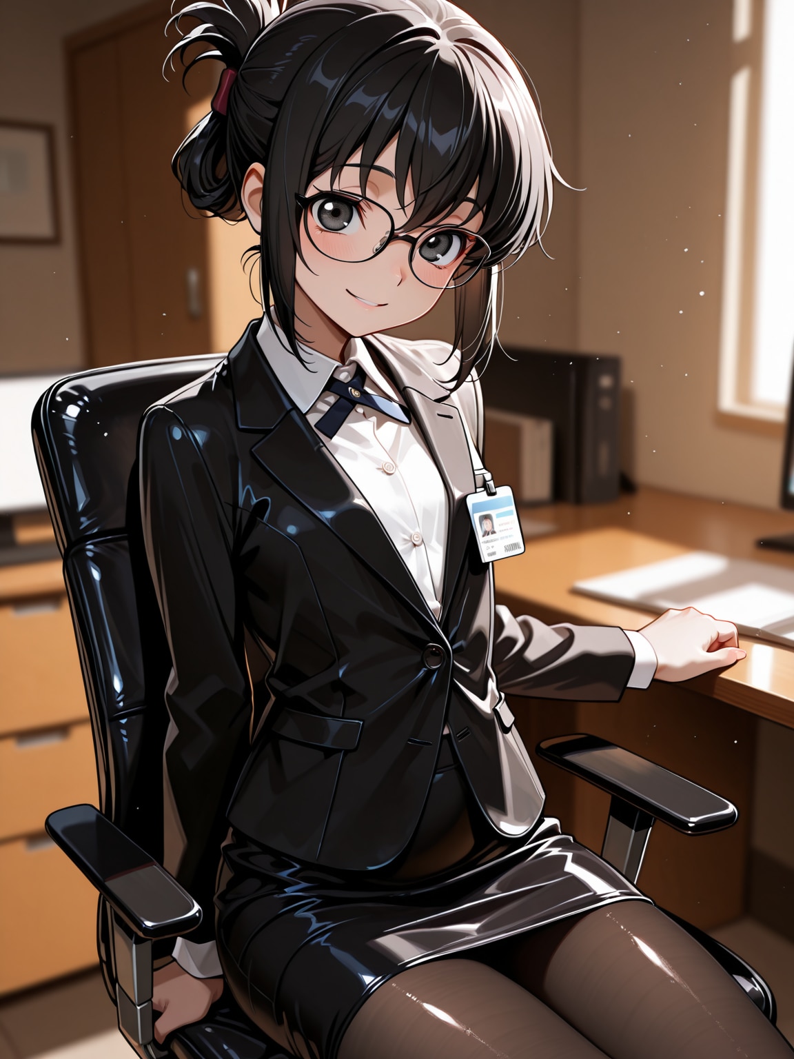スーツ、眼鏡スタイルの朋子
