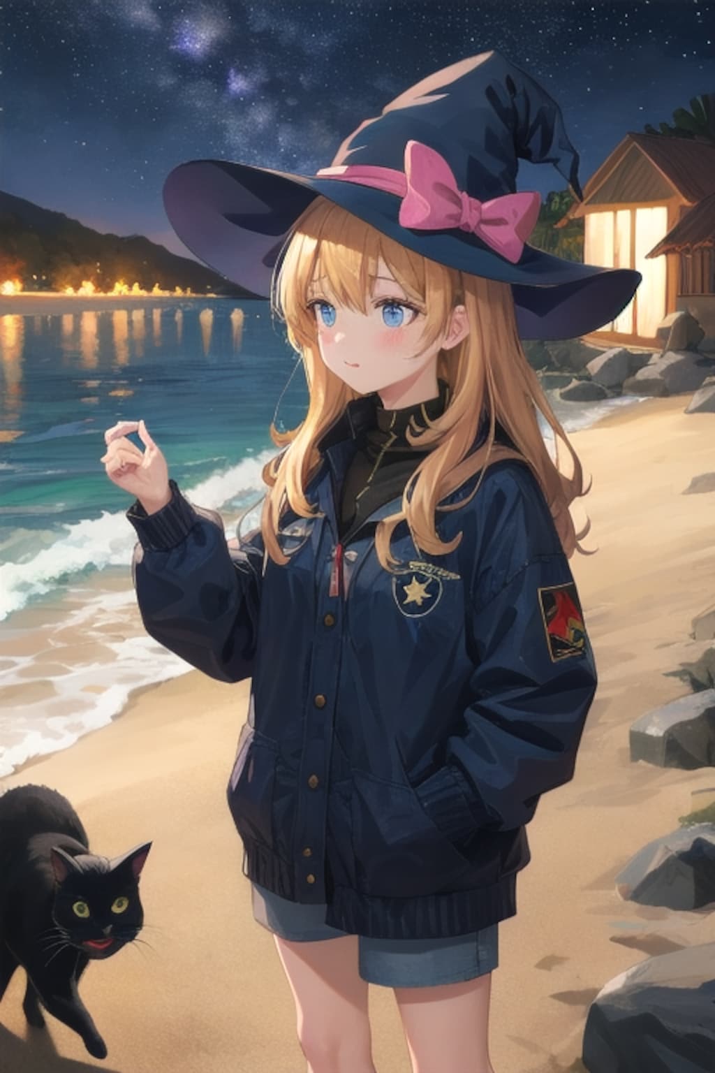 砂浜の魔女と星空