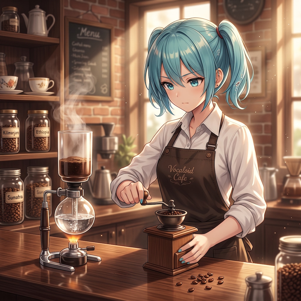 コーヒーを点てるミクさん☕️