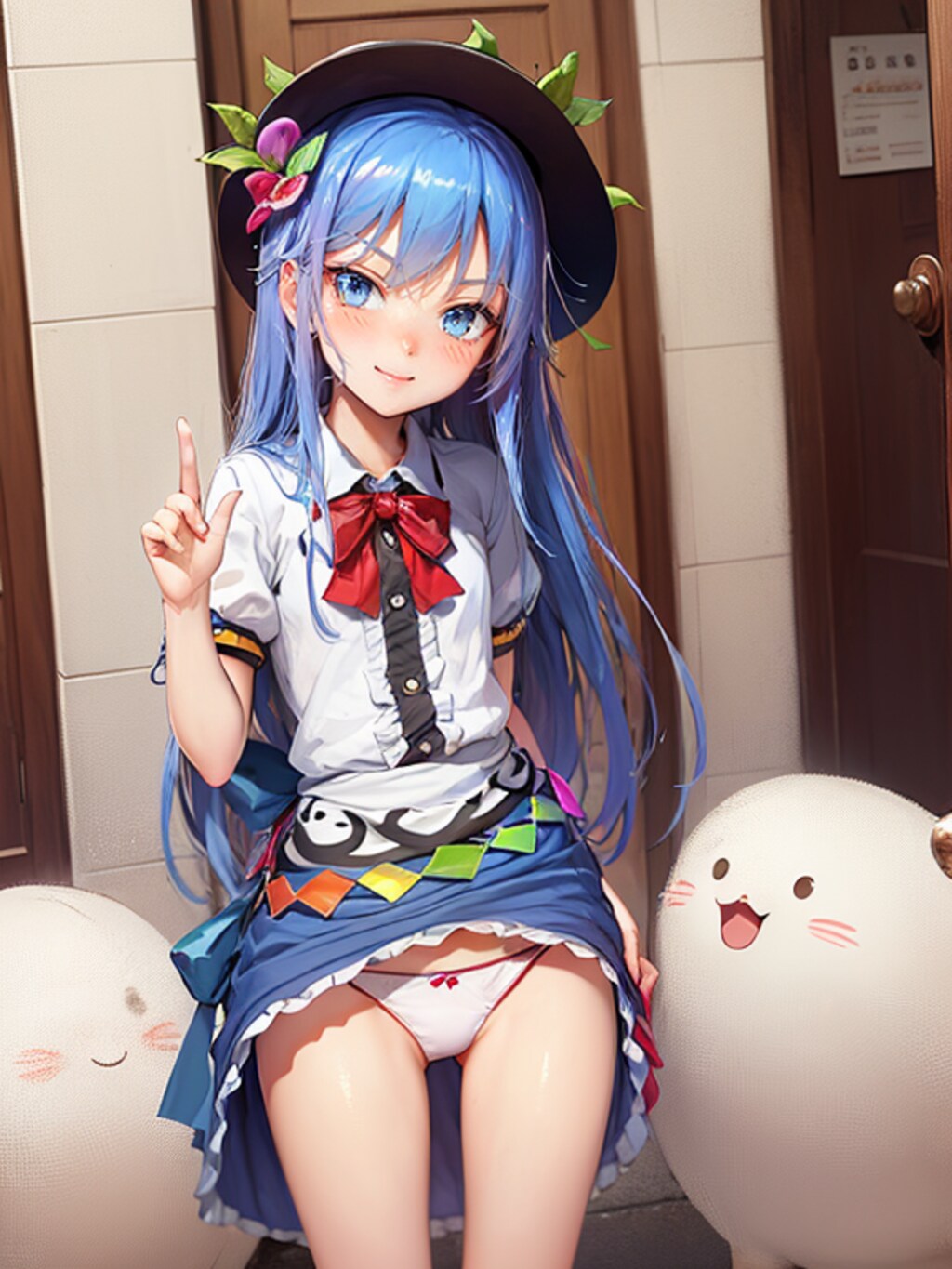 謎の生き物と白パンティ