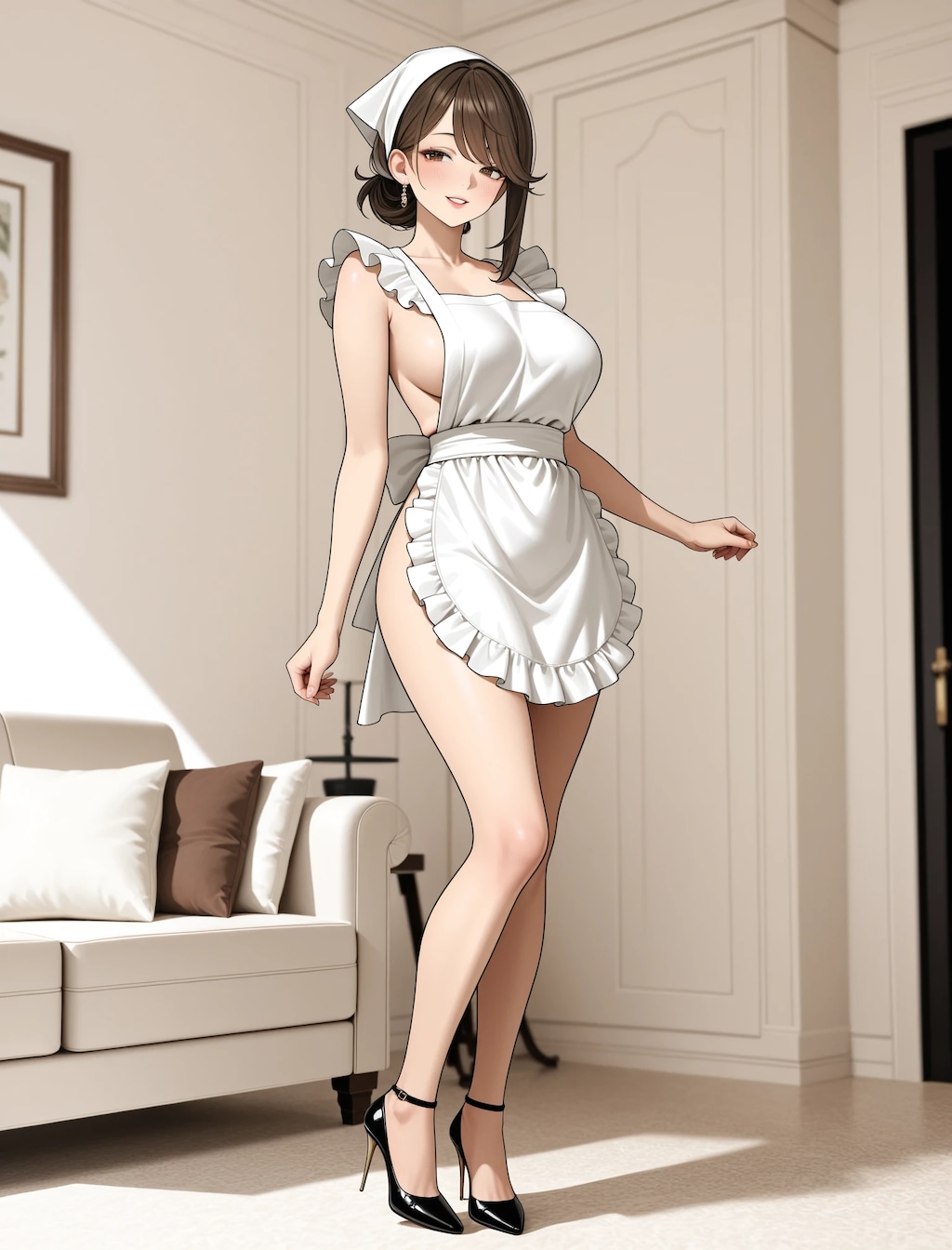 朝からエプロン美人に癒されて…♡