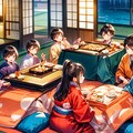 こたつでまったりする、少年少女達～その2（8枚）レトロモダン街シリーズ・その74 4枚目
