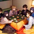 こたつでまったりする、少年少女達～その2（8枚）レトロモダン街シリーズ・その74 7枚目