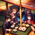 こたつでまったりする、少年少女達～その2（8枚）レトロモダン街シリーズ・その74 6枚目