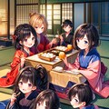 こたつでまったりする、少年少女達～その2（8枚）レトロモダン街シリーズ・その74 2枚目