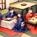 こたつでまったりする、少年少女達～その2（8枚）レトロモダン街シリーズ・その74 3枚目