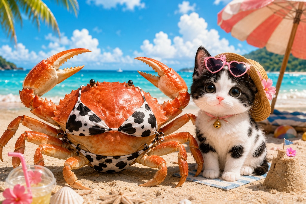 カニさんの牛柄ビキニ🦀🐮