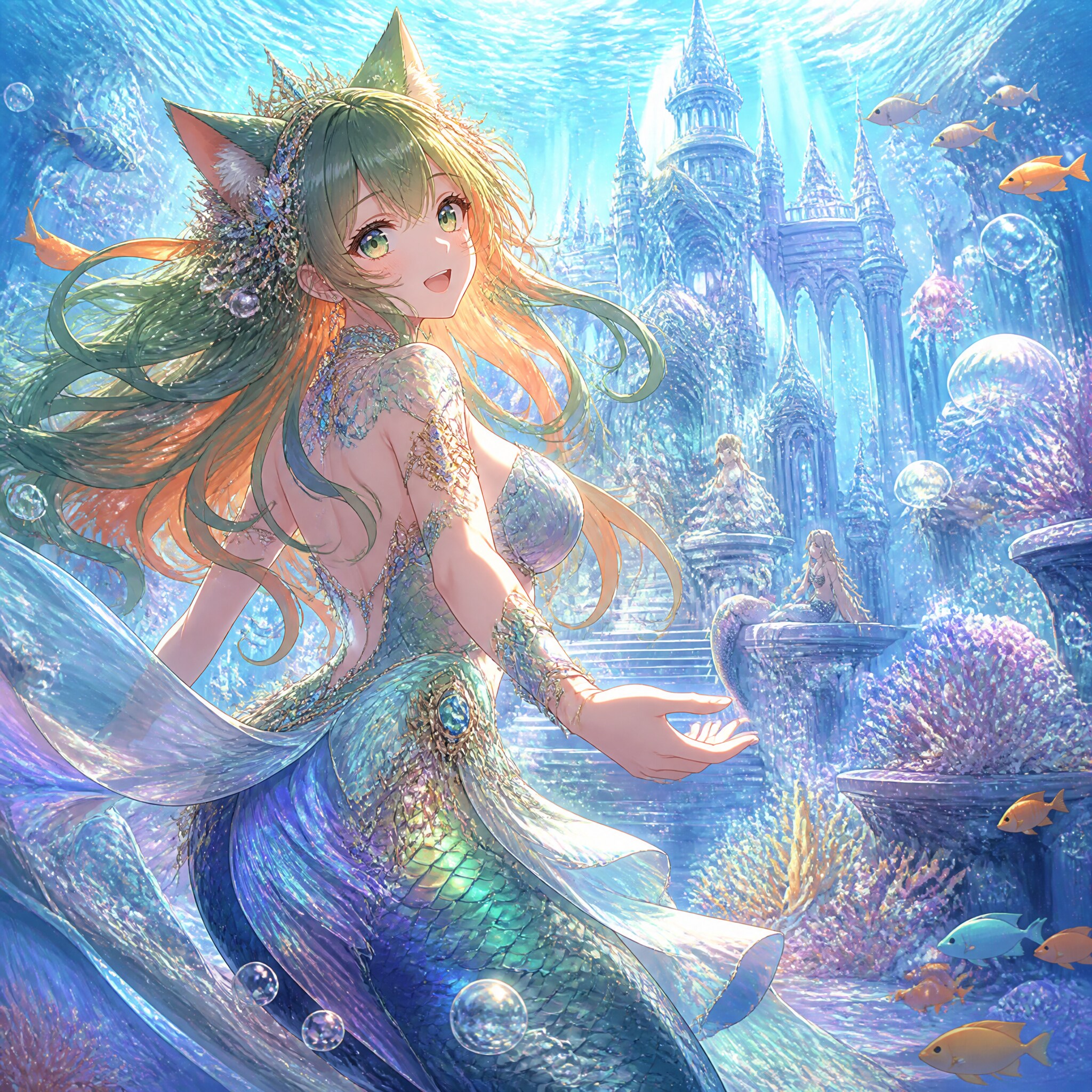 人魚王国の絶景（１）翠鈴　GPTimages2.0