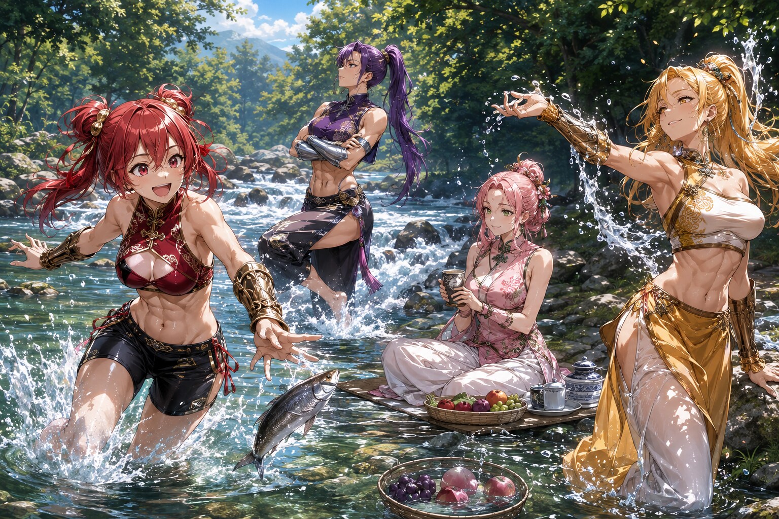 💎 王家四姉妹の川遊び