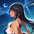 上弦の月と夜の浜辺 2枚目