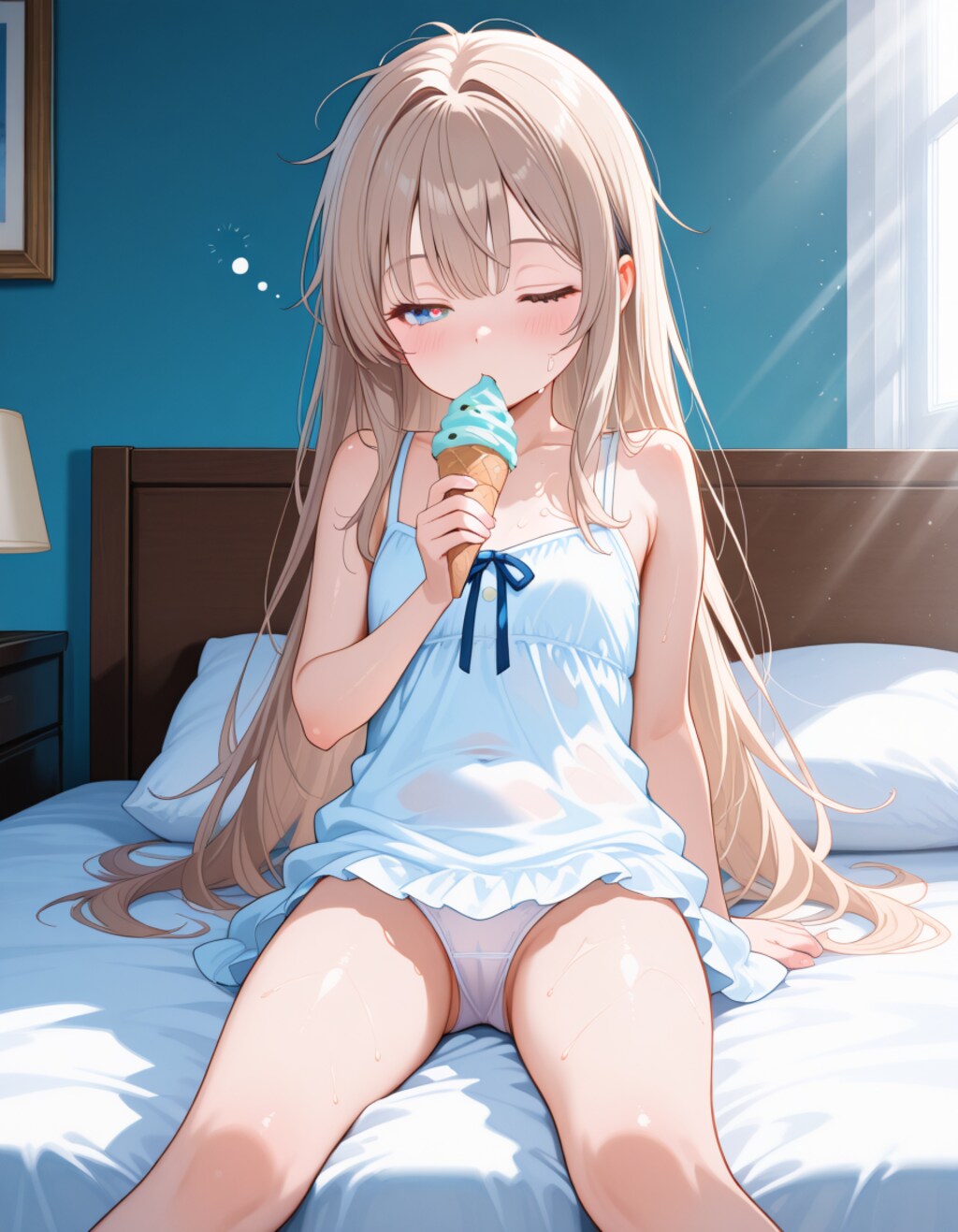 寝起きのアイス（-_-）Zzz...