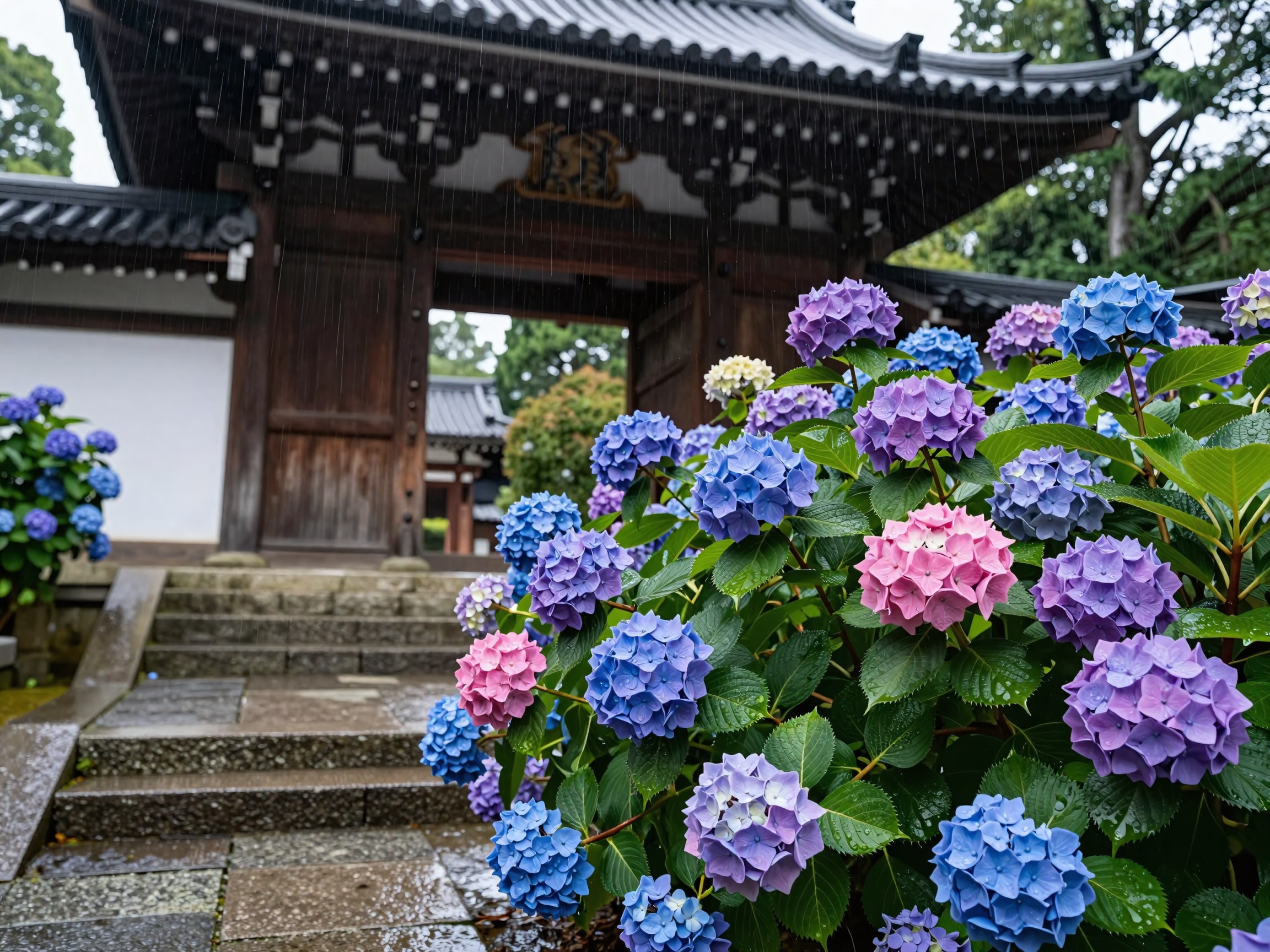 紫陽花寺（実在の物とは異なります）