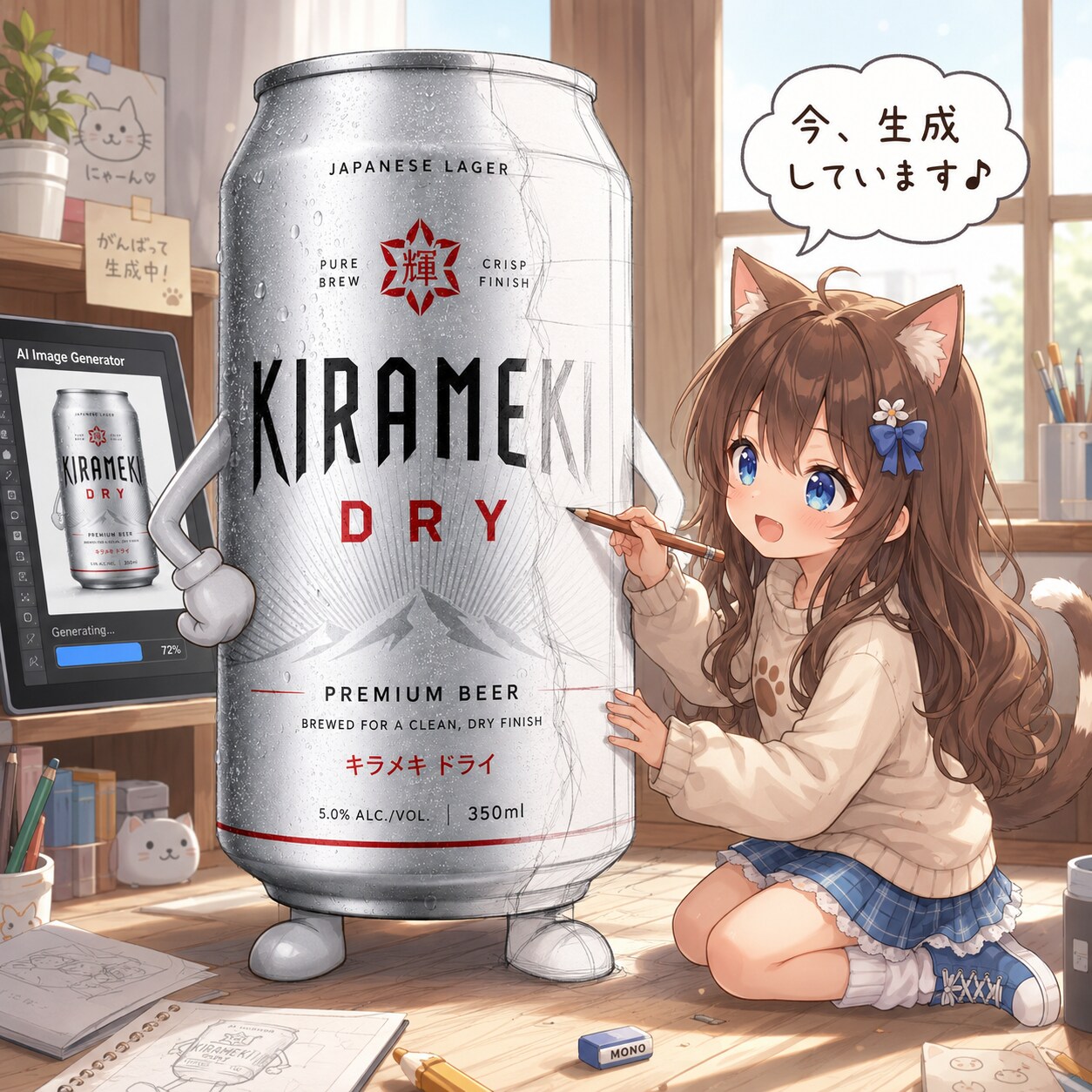イラスト生成中の小さな女の子