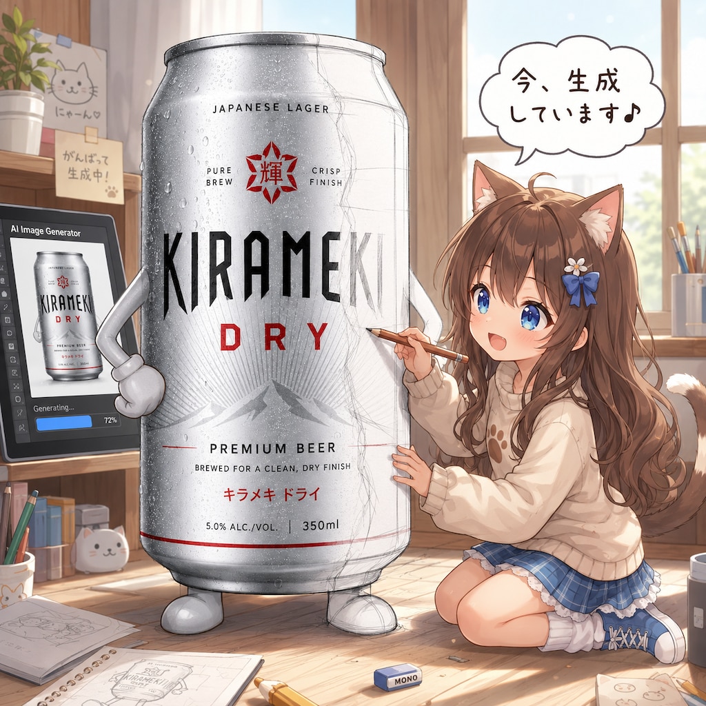 イラスト生成中の小さな女の子
