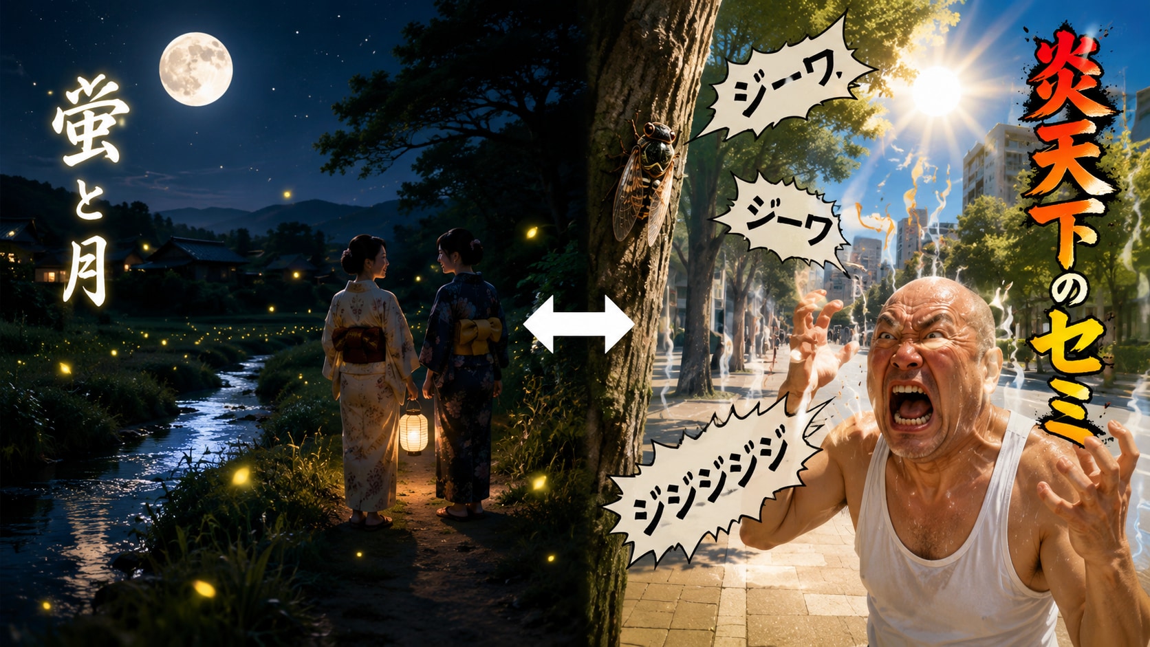 『蛍と月』の対義語