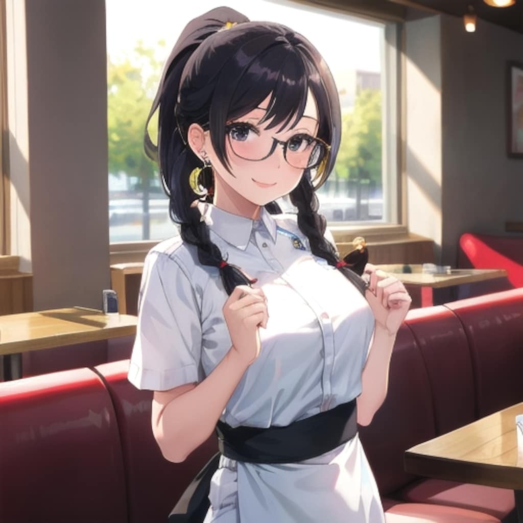 三つ編みのウェイトレス