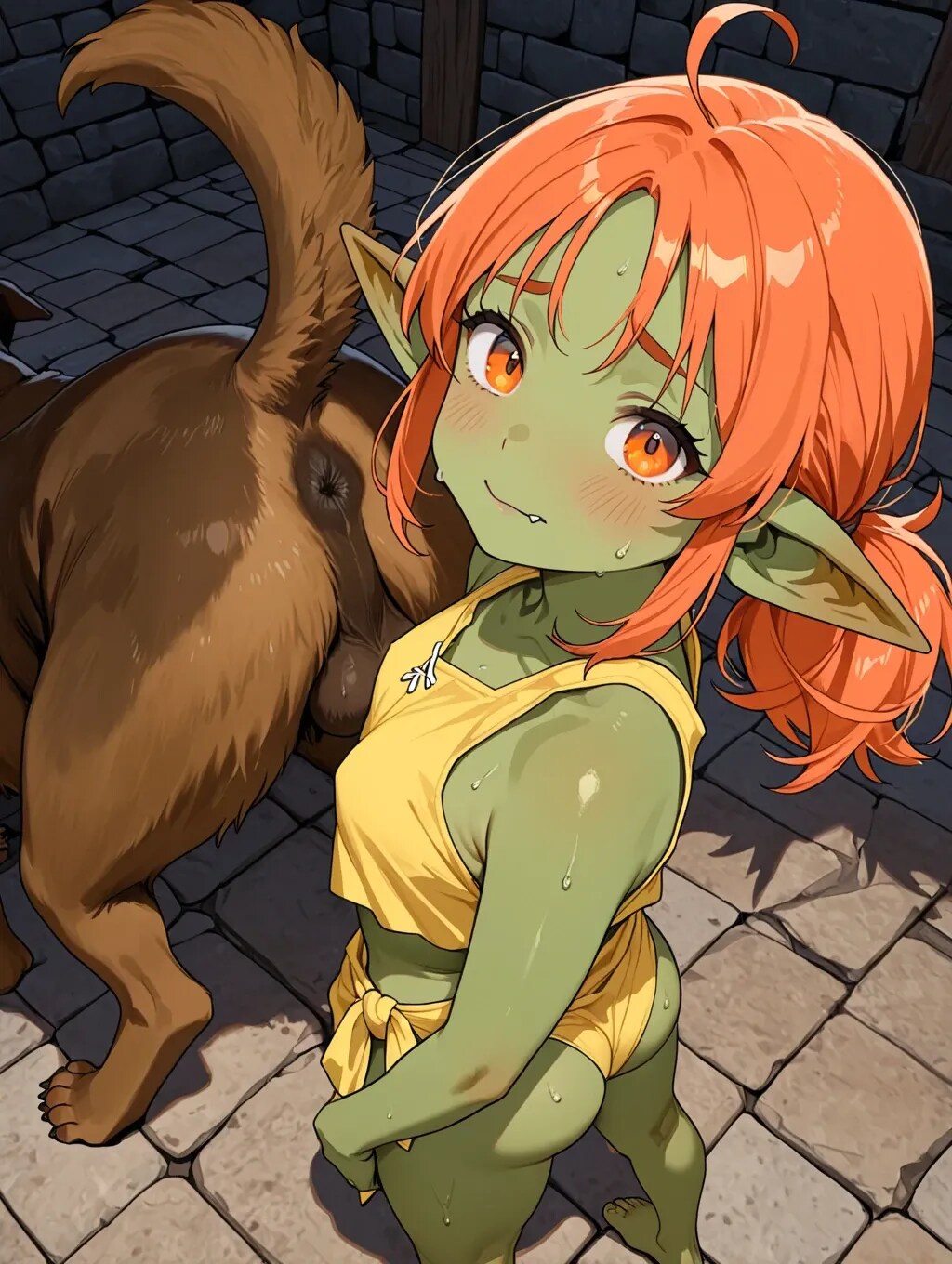 犬の世話する雌ゴブリンギギのお話