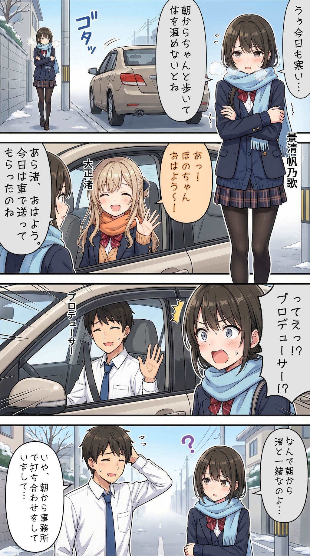 寒い冬の朝のアイドル