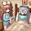 ビール缶の看病をする小さな女の子 2枚目
