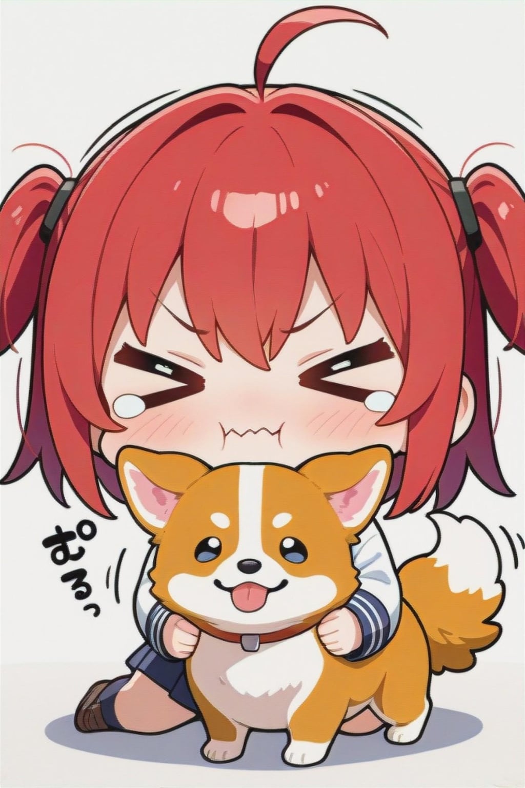 コーギーと赤髪ちゃん