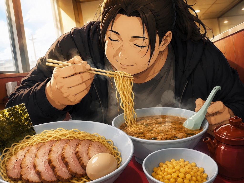 つけ麺を食べる