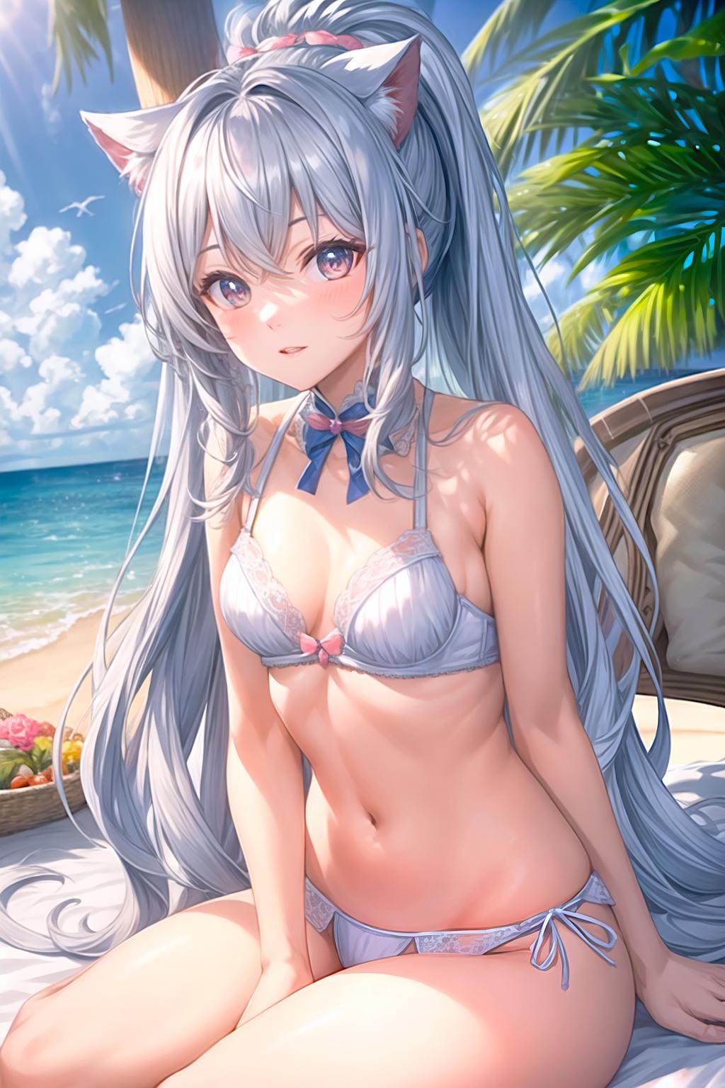 真夏のビーチ猫